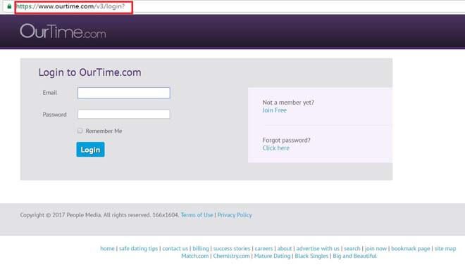 ourtime login page